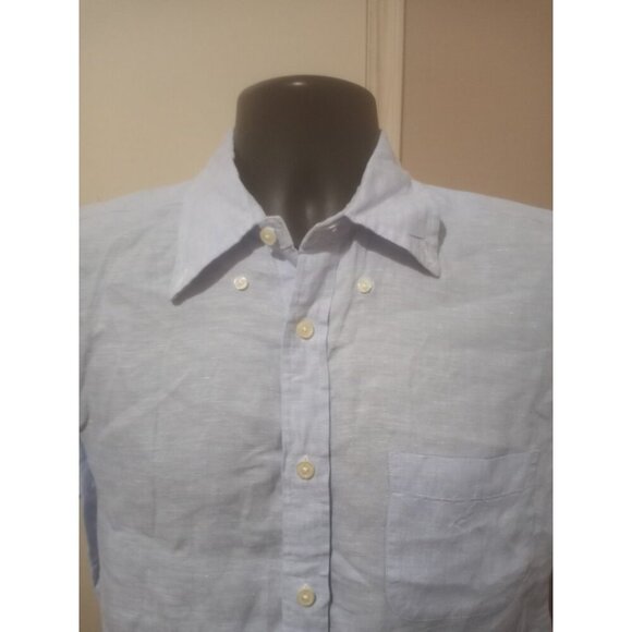 Brooks Brothers Regent Fit Short Sleeve Linen Blue Small S Original Polo Shirt - Picture 5 of 12
